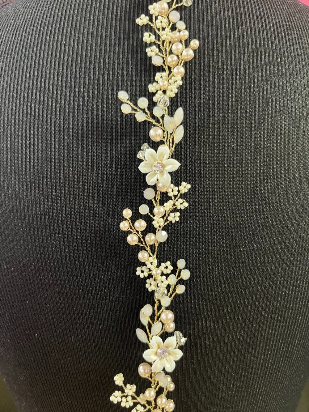 Bridal Headband Bel Aire 2121 Gold/Ivory NWT - Picture 4 of 6